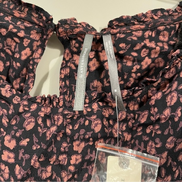 NWT Anthropologie Medium Nichola Floral Peplum Blouse Smocked Balloon Sleeve - Picture 3 of 5